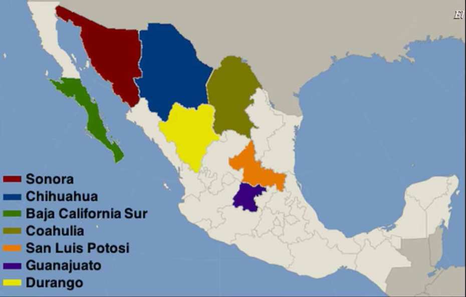 Estados con oro en México