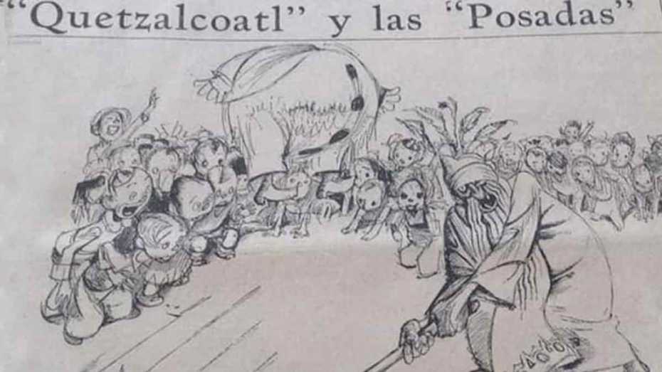 caricatura del año en que quetzalcoatl sustituyó a Santa Claus